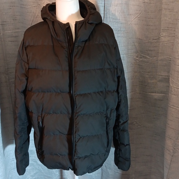 Michael Kors Men Light Weight Puffer Hooded Jacket Gray Sz Large - Picture 4 of 9